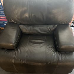Wide electric leather recliner