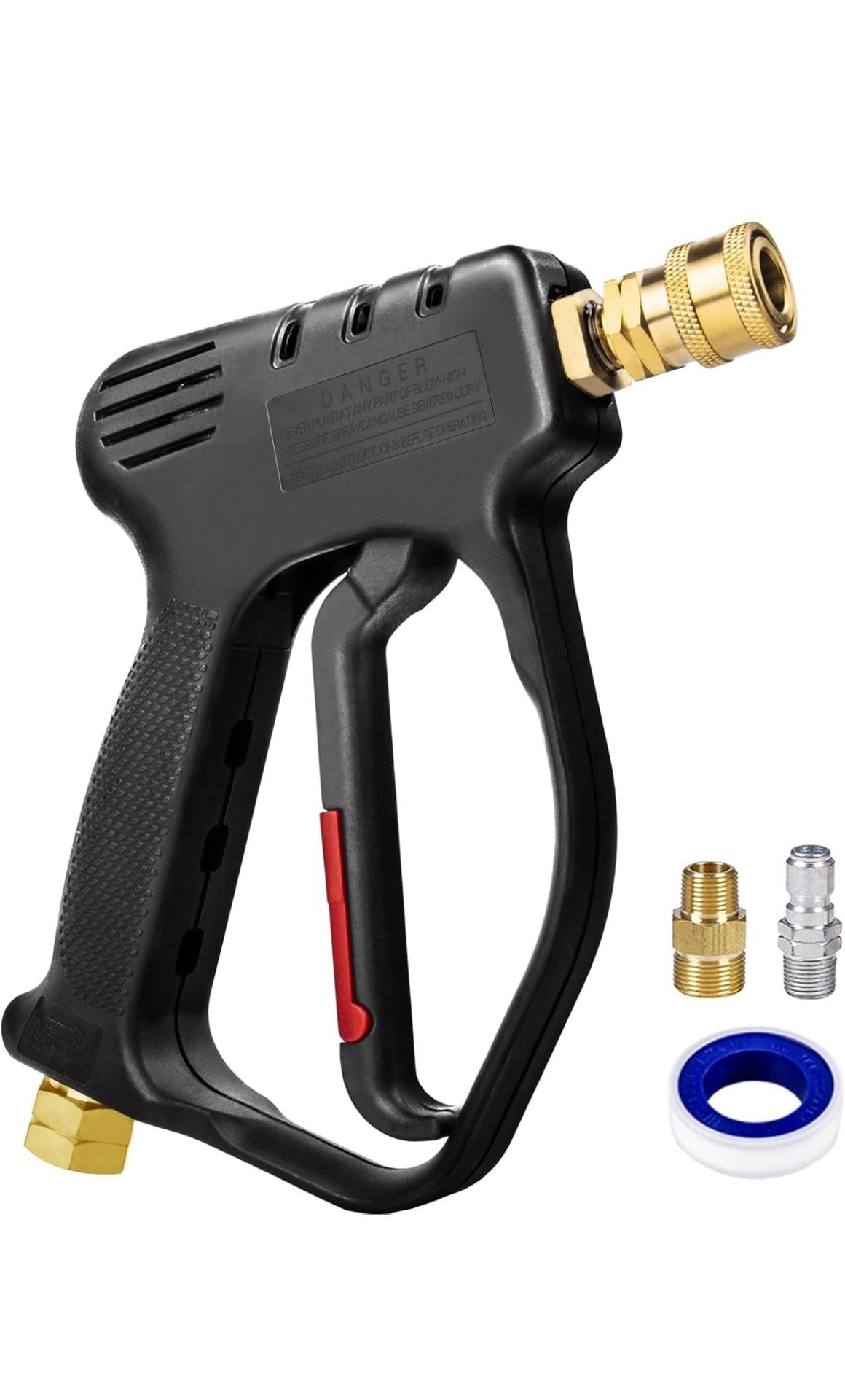 MEKOH Short Pressure Washer Gun, 4000 PSI High Power Washer Spray Gun, 10.5 GPM Foam Gun with 3/8'' Quick Connect, Stubby Pressure Washer Trigger Hand