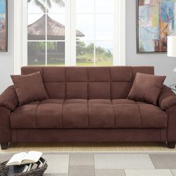 Brand New Brown Futon Sofa Storage Sleeper 