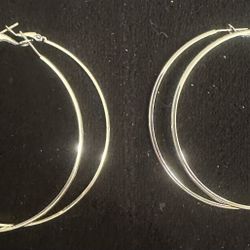 Medium And Large Sterling Silver Hoop Earrings 