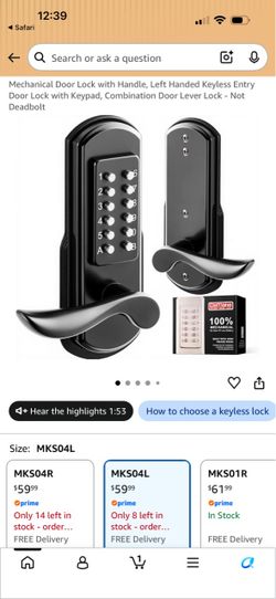 Keyless door lock with handle
