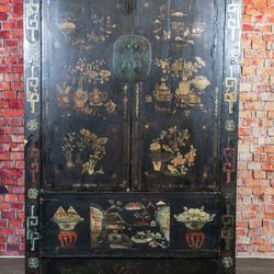 Large Rustic Painted Chinese Cabinet #2 - Solid Wood - Delivery Available