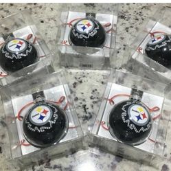 LOT of 5 Pittsburgh Steelers NFL Candy Cane Glass Ball CHRISTMAS Tree Ornament