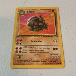 1st Edition Golem Fossil Pokémon Card