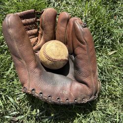 Super Rare Vintage Baseball Glove And Ball