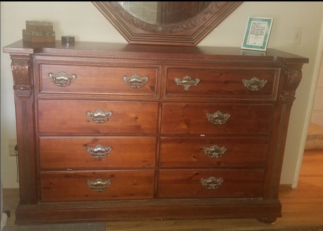 Large solid wood dresser and armoire