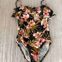 Floral one piece bathing suit