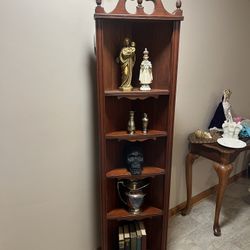 Vintage Solid Oak Corner Shelf 67 In