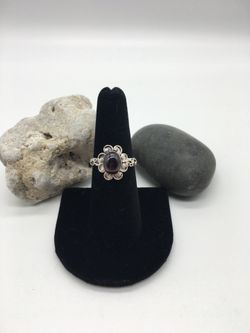 Size 6.5 Sterling Ring with Deep Purple Stone
