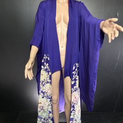 Vintage Purple Floral Kimono Robe