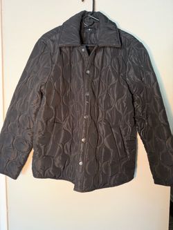 7 For All Mankind Black Quilted Jacket Onion Quilt Snap Front Shacket