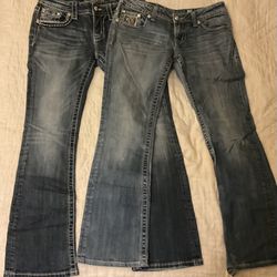 2 PAIR OF WOMENS “MISS ME” JEANS BOTH SIZE-28, one Is BOOT CUT & one Is MID-RISE BOOT!!!