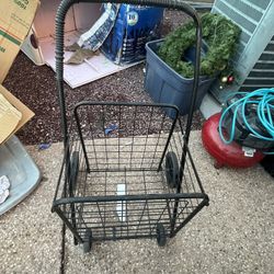  Spaco Portable Folding Shopping Cart Utility for Grocery Laundry-Black, Heavy Duty Collapsible Utility Cart with Wheels for Storage, Laundry, Luggage