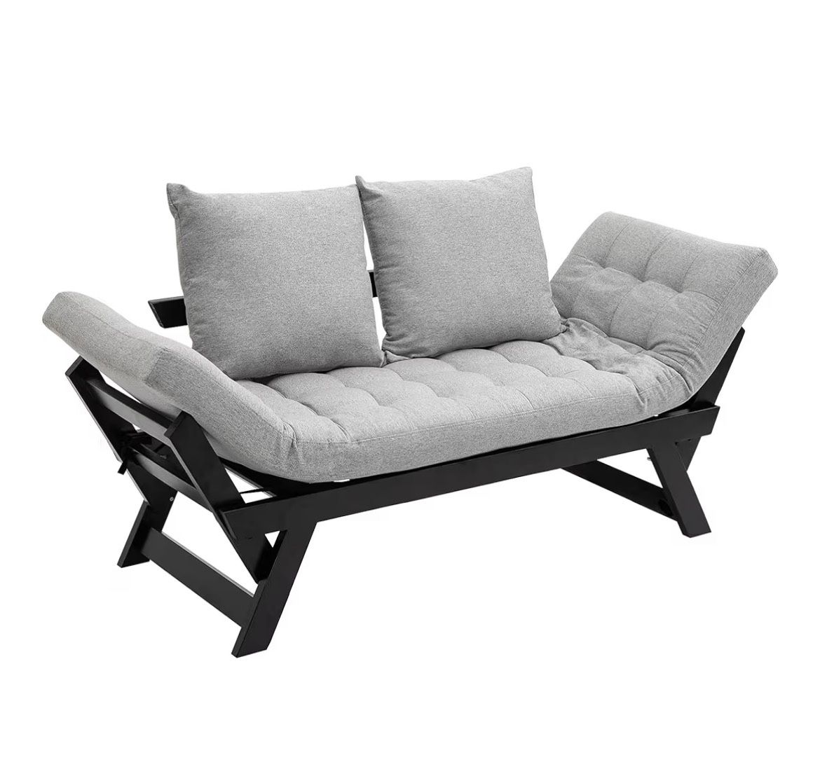 HOMCOM Single Person 3 Position Convertible Chaise Lounger Sofa Bed 