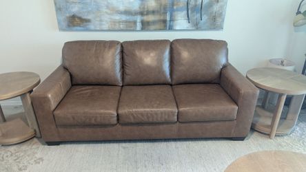 Leather couch and tables