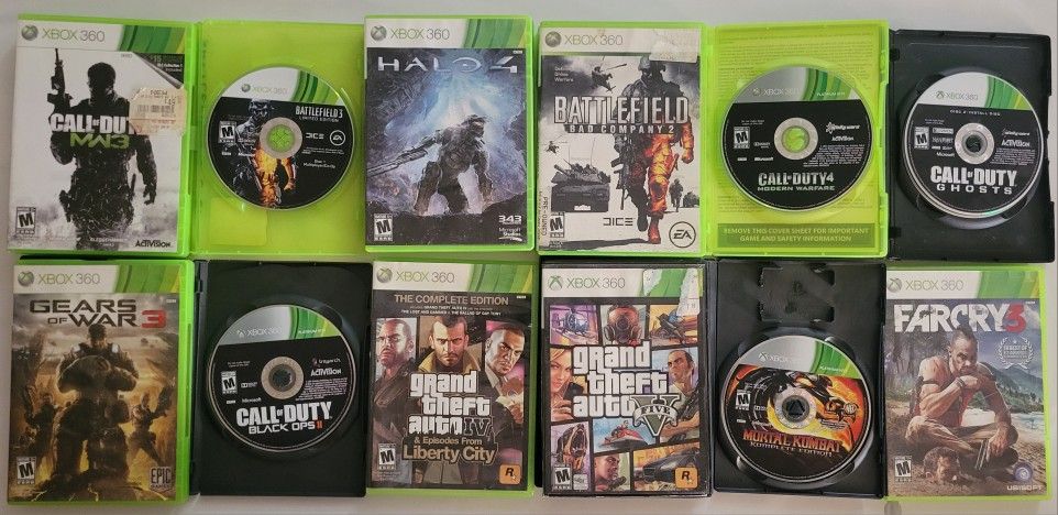 XBOX 360 GAMES LIKE GTA V, CALL OF DUTY, AND MANY MORE LET ME KNOW WHAT YOU ARE INTRESTED IN FOR PRICING