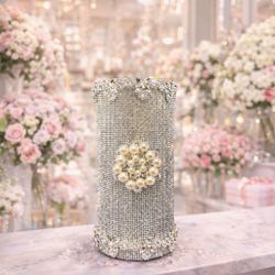 Luxury Pearl & Rhinestone Embellished Vase