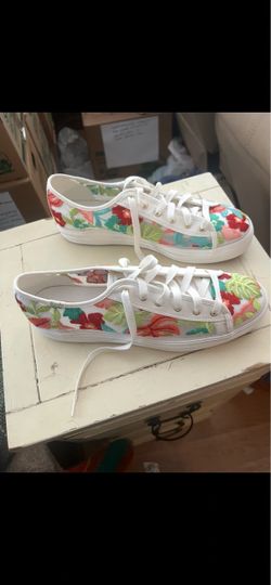 Keds Floral Embroidered White Sneakers