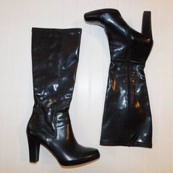 Franco Sarto Black Leather Knee High Boots Womens size 8.5