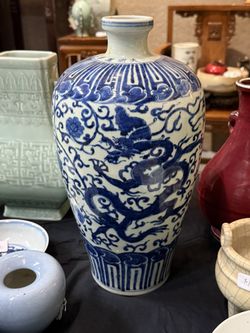 Chinese Blue And White Dragon Vase