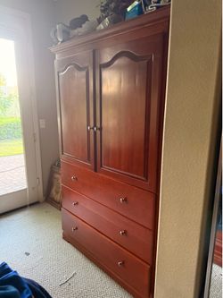 Solid Cherry Wood Armoire / Entertainment Cabinet – Custom Built