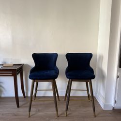 2 navy blue stools for sale 