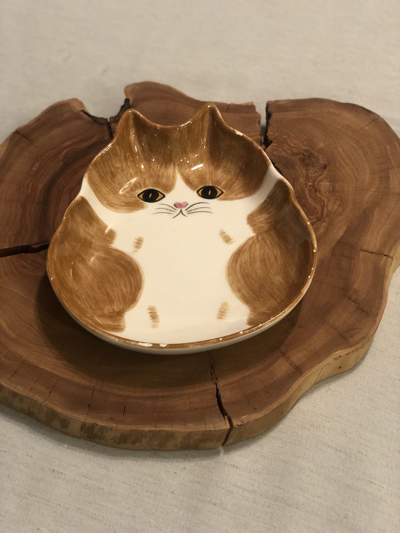 Vintage Ceramic Cat Kitten Trinket Tray Bowl NS Gustin Co Made in the USA 7"x6"