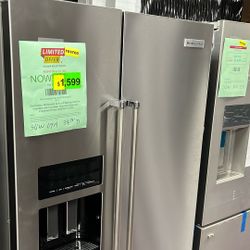 Refrigerator Stainless Steel 36” New Open Box