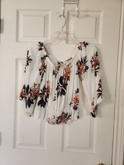 White Floral Off-Shoulder Blouse