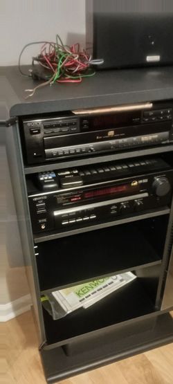 Old hi-end Kenwood Sony Stereo system with cabinet
