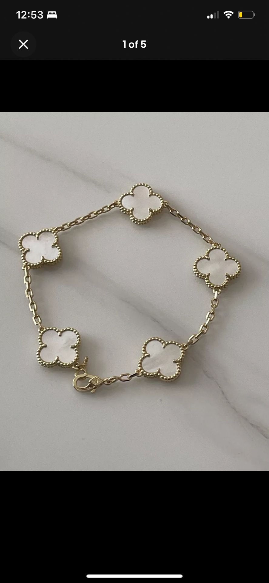 VAN CLEEF & ARPELS 18K Yellow Gold White 5 MotifsVintage Alhambra