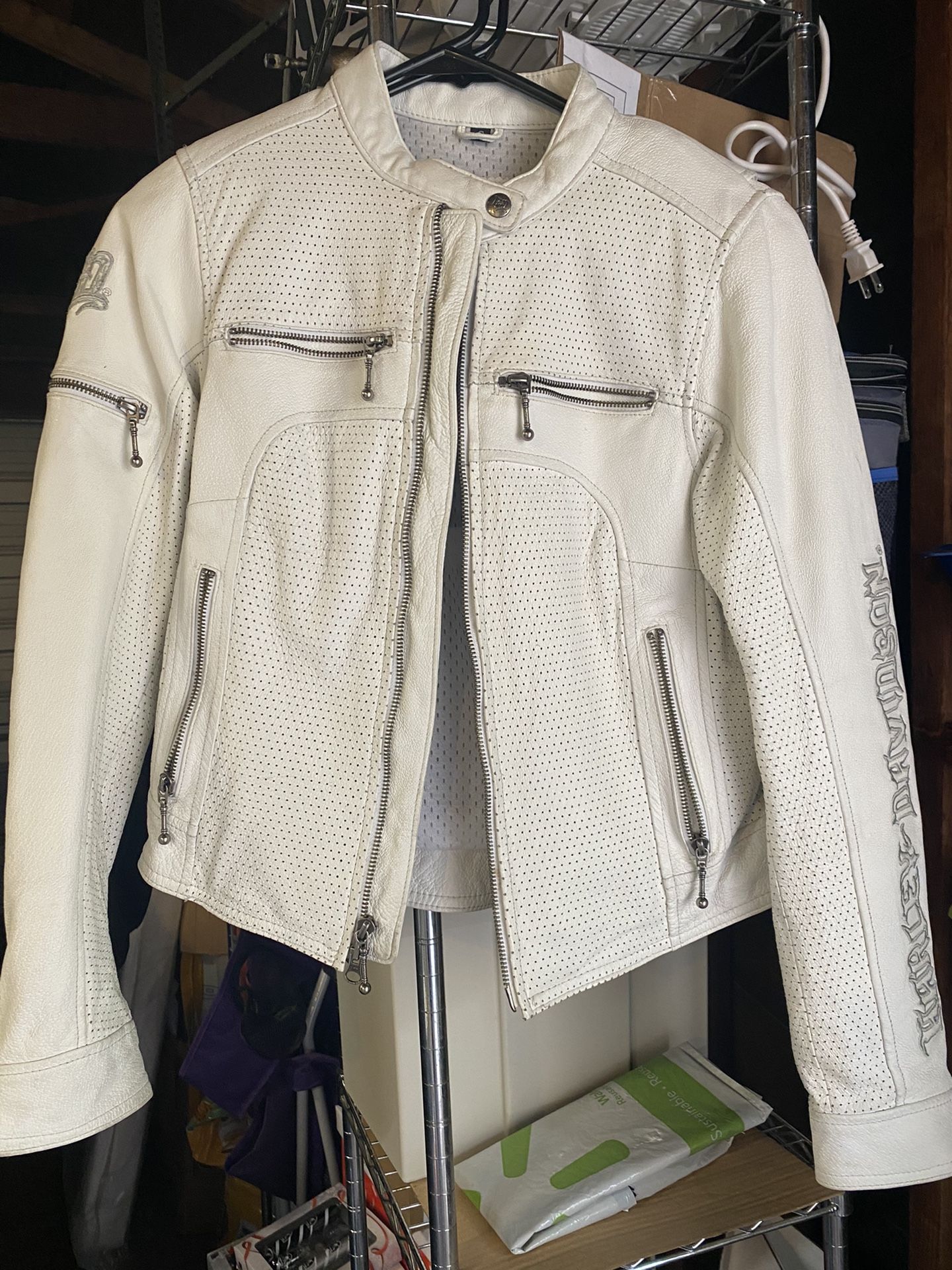 Women’s Harley Davidson genuine white leather riding jacket