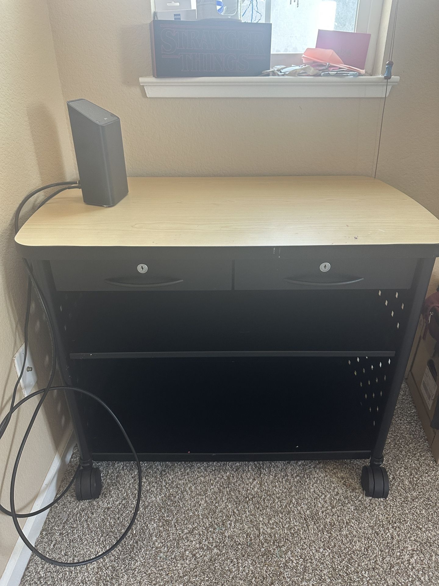 Mobile AV Cart With Locking Drawers And Wheels