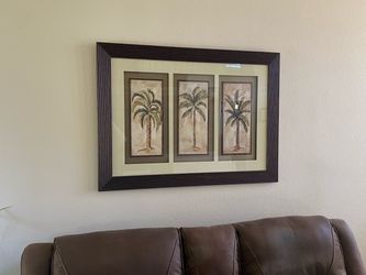 Framed Palm Tree Triptych Wall Art