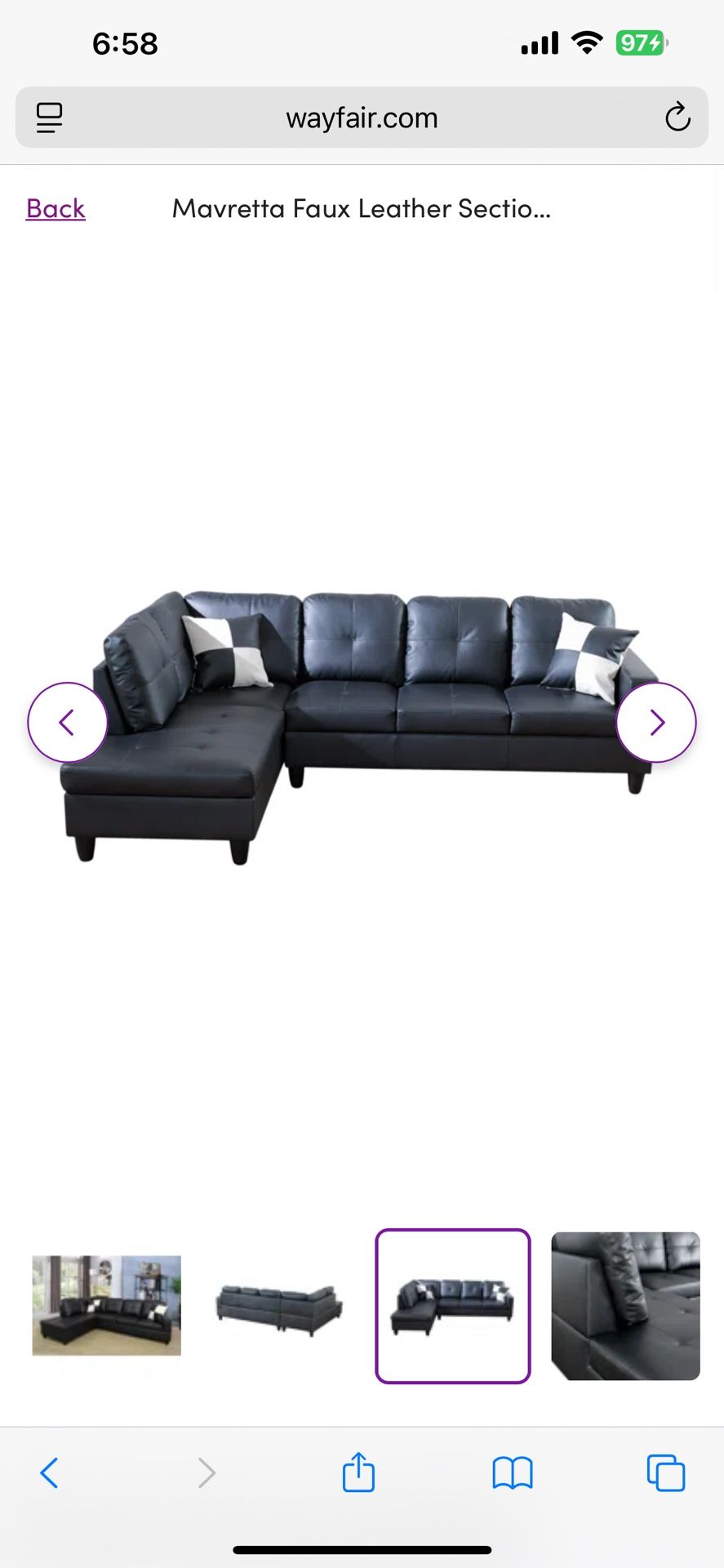Black Leathe Couch Sectional Good Condition Retails 600 Plus