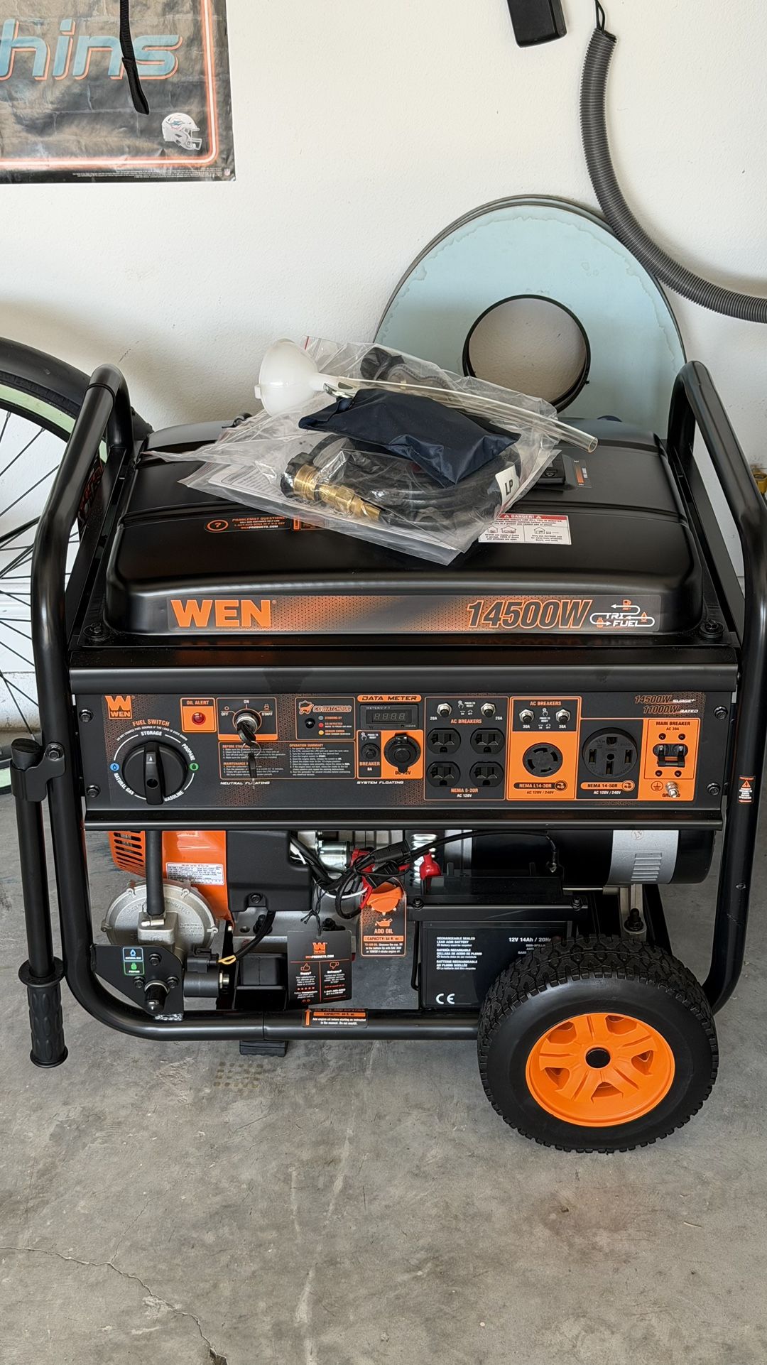 🔥 BRAND NEW WEN TF1450X TRI-FUEL GENERATOR – NEVER USED! 🔥 14,500 Watts • Gas / Propane / Natural Gas • Electric Start • Wheel Kit • Transfer-Switch