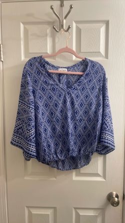 Women’s Blue Patterned Blouse - M