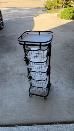 5 Tier Rotating Kitchen Storage Cart, Fruit Vegetable Potato Rack Stand
