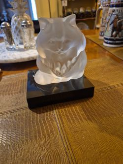 Large 6" crystal glass cat figurine