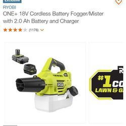 Ryobi 18v Cordless Mister Disinfectant Sprayer Complete With 2ha Battery And Charger Included 