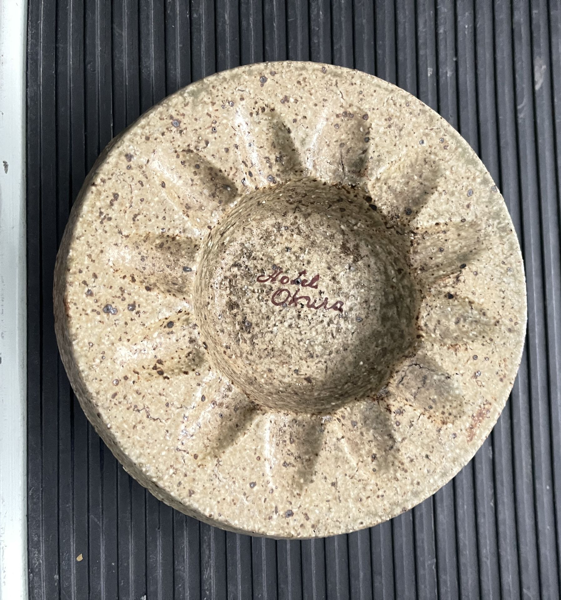 Vintage 1960s vintage ceramic ashtray from the Hotel Okura in Tokyo, Japan.