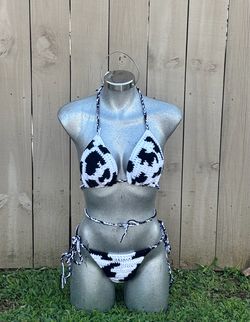 Cow print crochet bikini