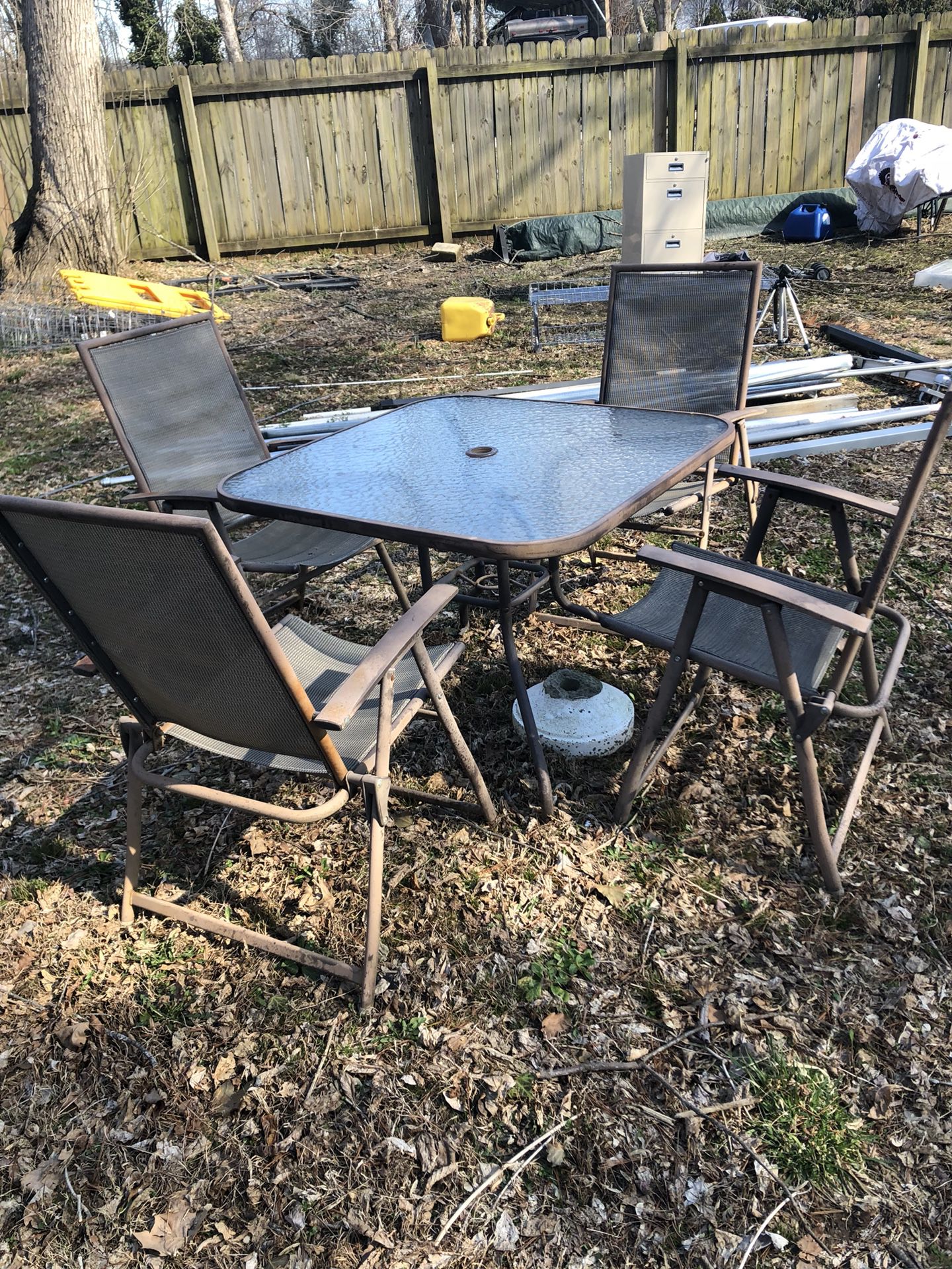 Metal outdoor chairs and table