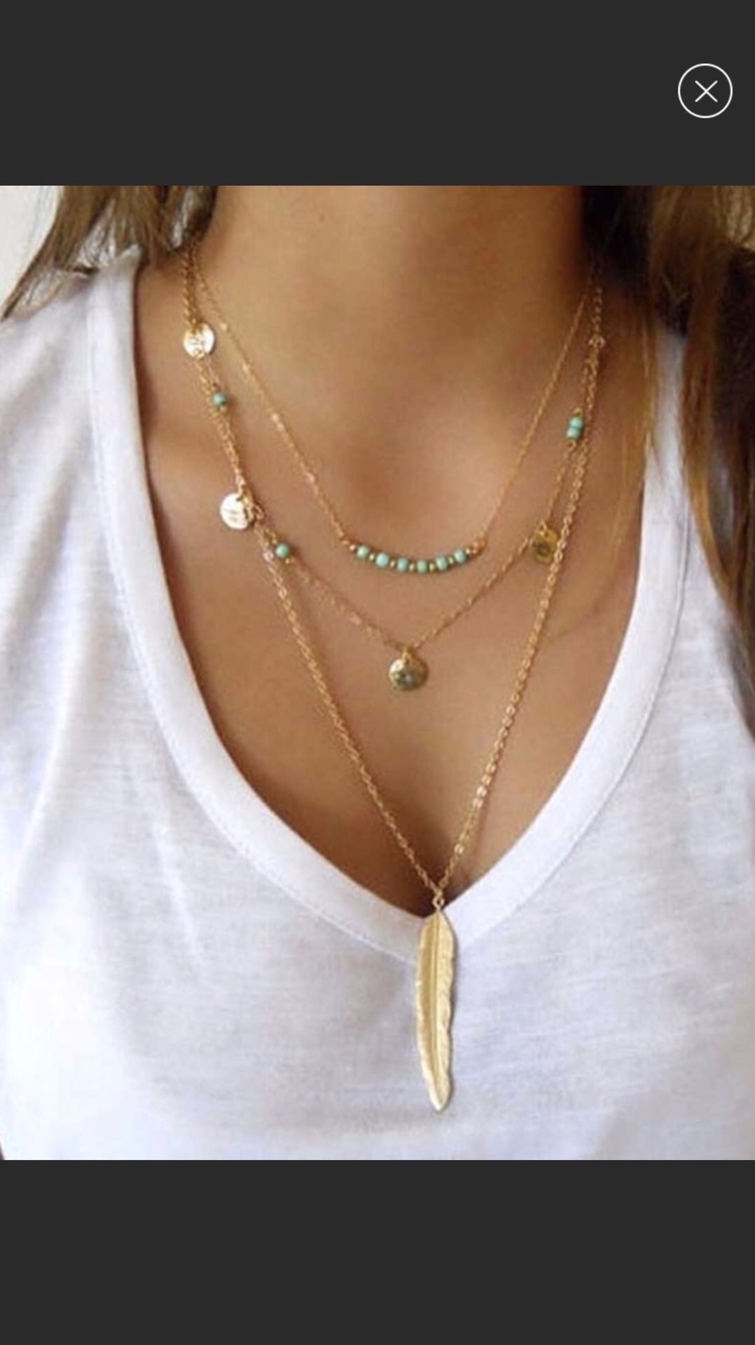 Women’s 3 layer feather necklace