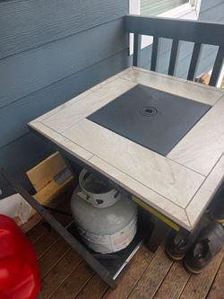 Warm propane fire pit.