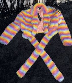 Rainbow Faux Fur Coat