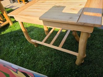 Log table with lower shelf