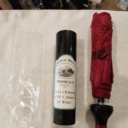 New Birsppy Wine Bottle Shaped Foldable Umbrella, Burgundy