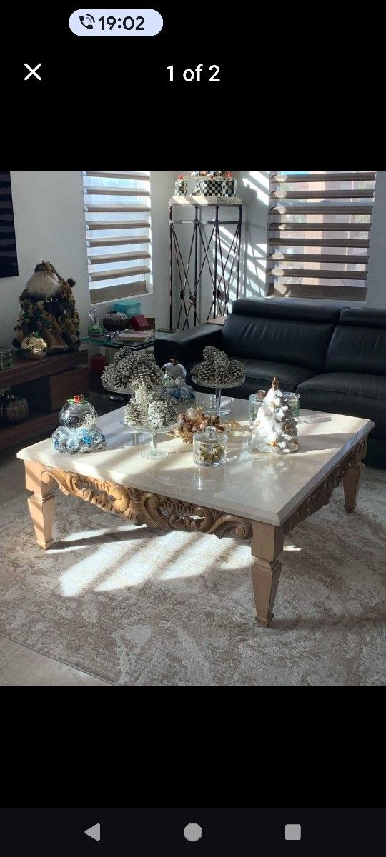 Vintage Kreiss 48x48 Top Ritz Coffee Table -Travertine