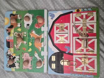 Melissa & Doug Farm Wooden Puzzle and Latches Board